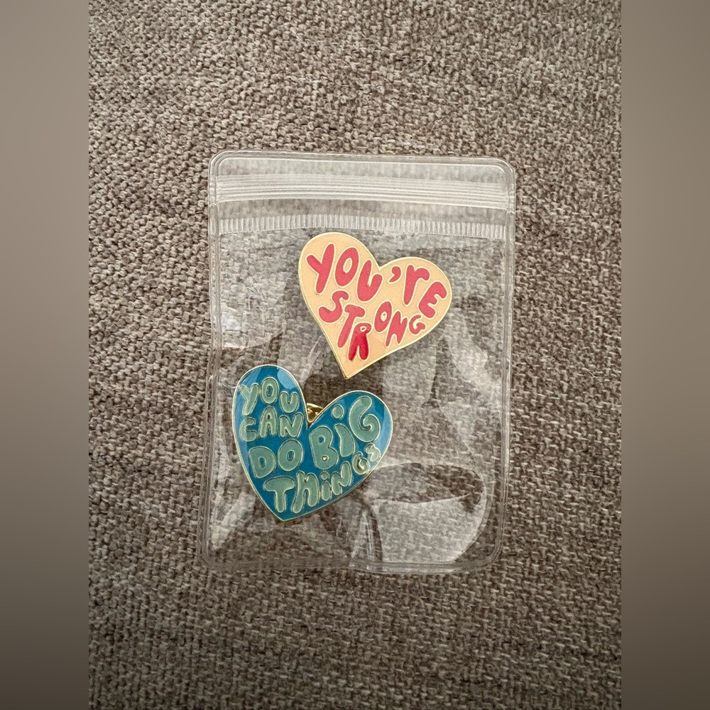 NEW! Heart Motivational Quote Enamel Pins (Set of 2) - Picture 2 of 3